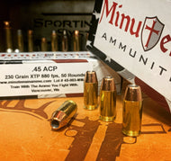 45 ACP 230 grain XTP @ 880 fps. 50 rounds