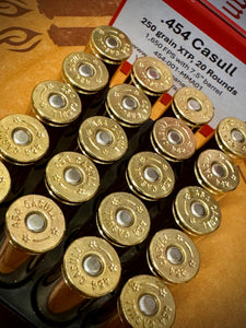 .454 Casull 250 grain XTP @ 1,650 FPS. 20 Rds.