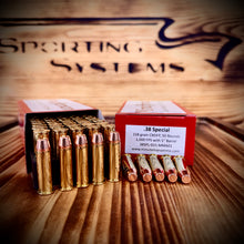 .38 Special, 158 grain CMJFP, 1,000 FPS, 50 Rounds.