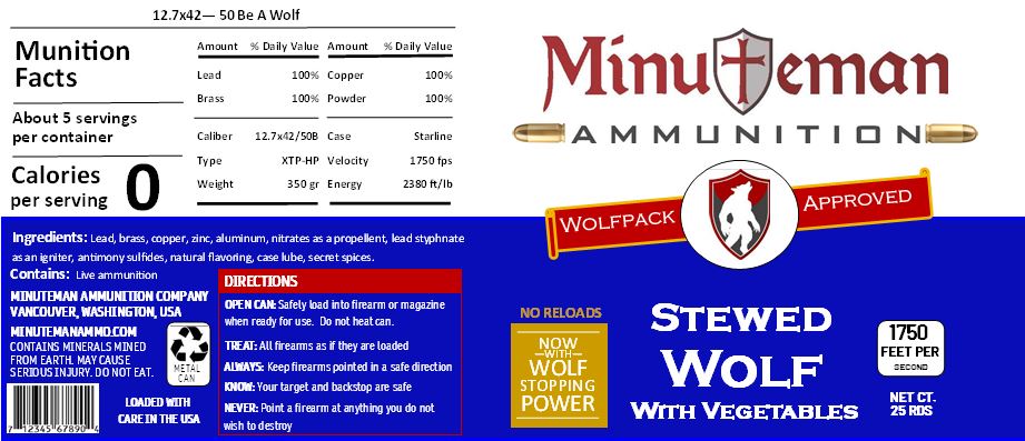 Stewed Wolf with veggies - 12.7x42 / 50 Beo wolf - 350 gr XTP-HP, 1750 FPS, 25 rds