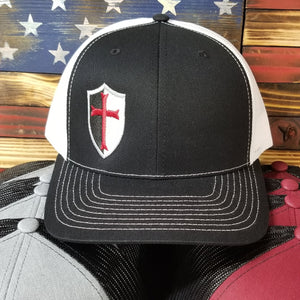 Black and White Trucker Style Hat w/ Logo