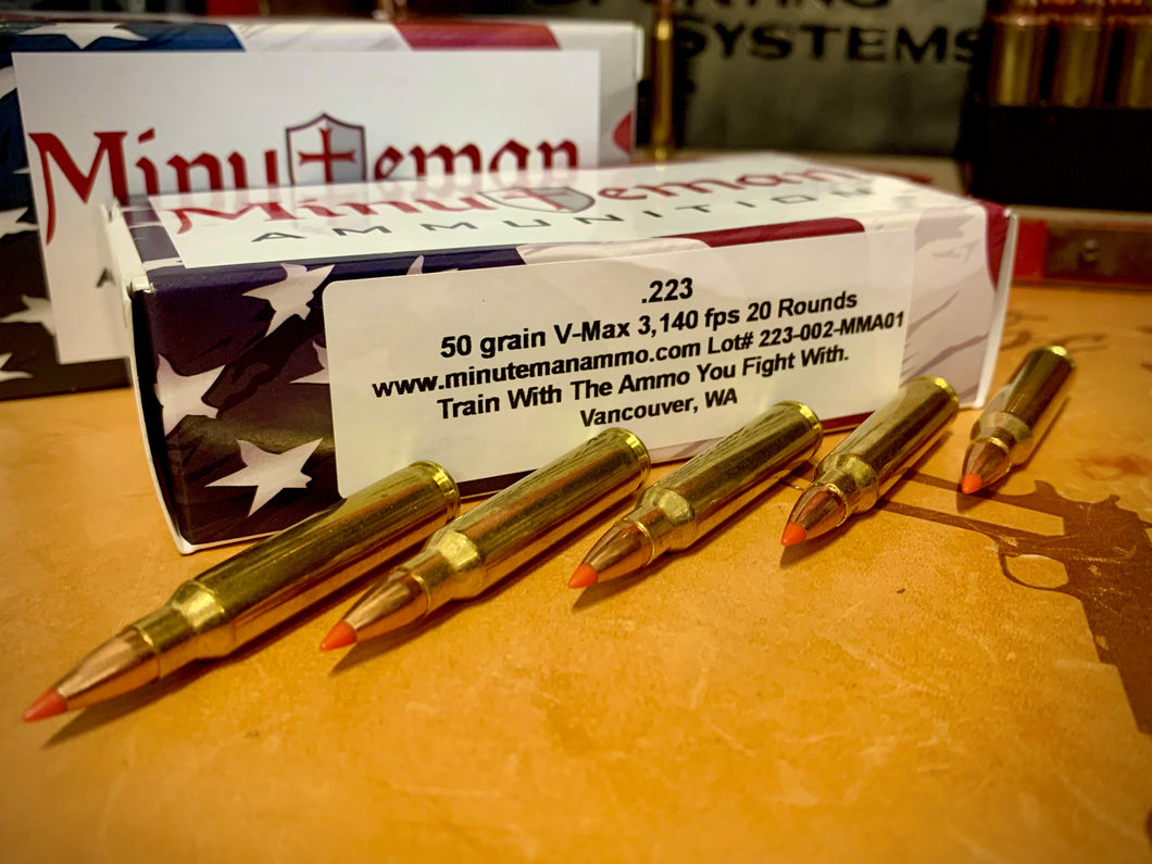 223 Remington 50 grain Vmax @ 3,140 fps